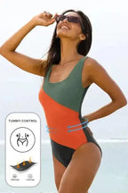One Piece Swimsuit Color Splash Swimsuit