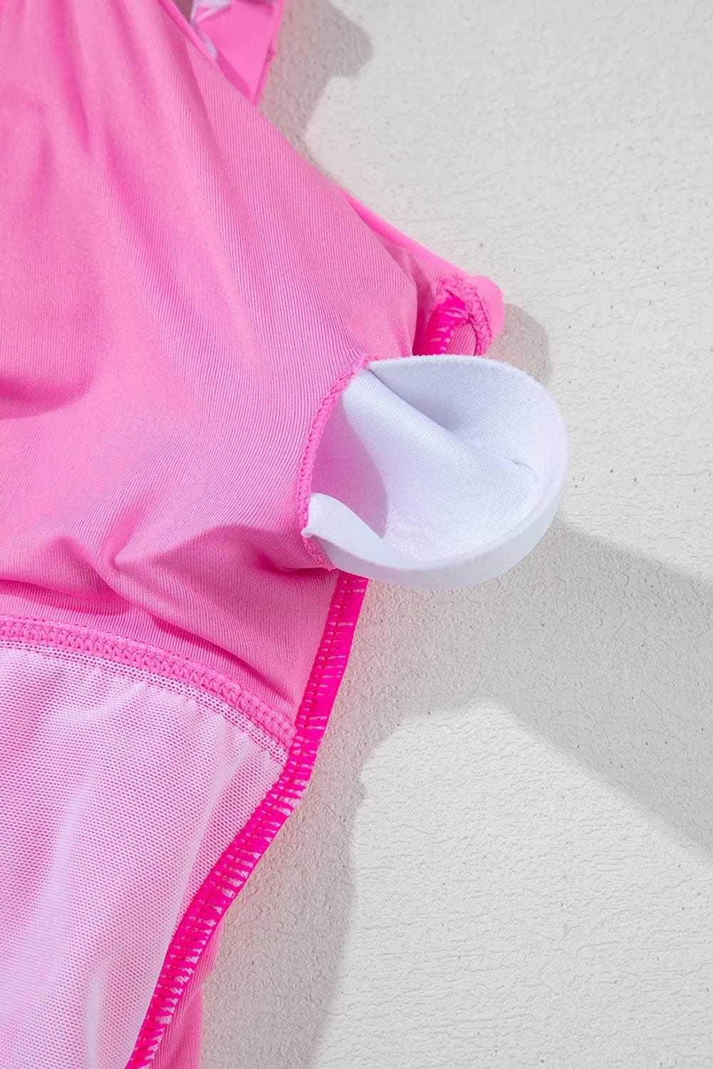 One Piece Swimsuit Cutout One Piece Swimsuit - Rose-Red Ricrac Trim