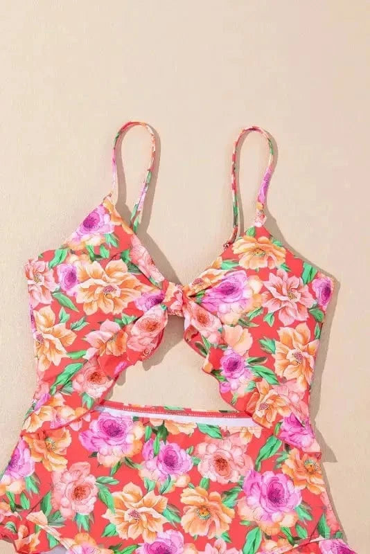 One Piece Swimsuit Floral Ruffle One-Piece Swimsuit