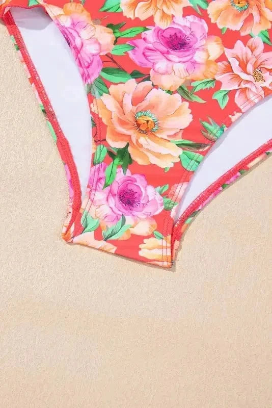 One Piece Swimsuit Floral Ruffle One-Piece Swimsuit