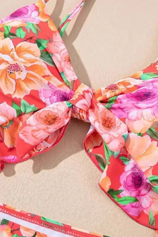 One Piece Swimsuit Floral Ruffle One-Piece Swimsuit