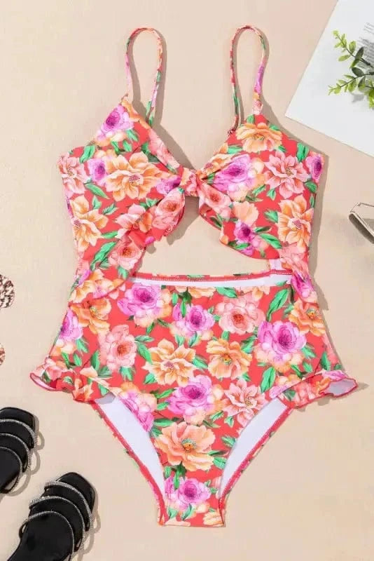 One Piece Swimsuit Floral Ruffle One-Piece Swimsuit