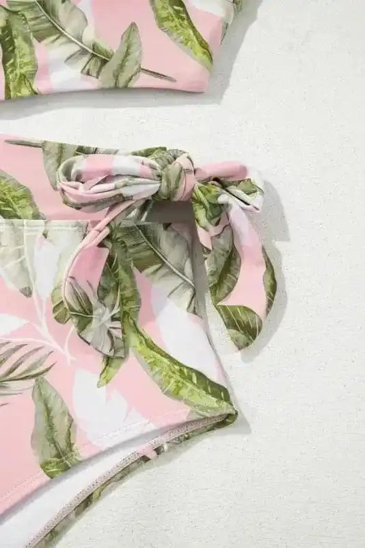 One Piece Swimsuit Island Vibes Swimsuit: Pink Tropical Asymmetric One-Piece