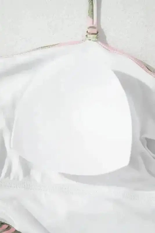 One Piece Swimsuit Island Vibes Swimsuit: Pink Tropical Asymmetric One-Piece