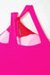 One Piece Swimsuit One-Shoulder One-Piece Swimsuit - Rose Red Two-Tones Knotted