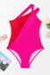 One Piece Swimsuit One-Shoulder One-Piece Swimsuit - Rose Red Two-Tones Knotted
