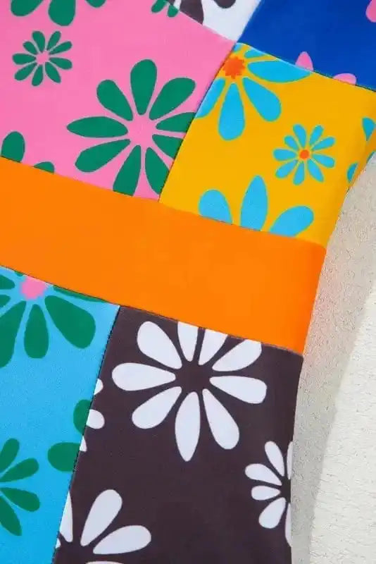 One Piece Swimsuit Orange Floral Teddy Swimsuit