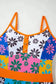 One Piece Swimsuit Orange Floral Teddy Swimsuit