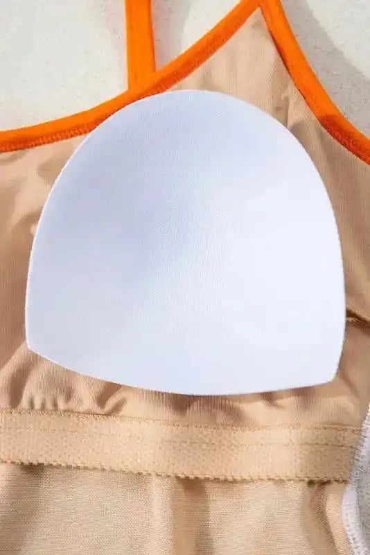 One Piece Swimsuit Orange Floral Teddy Swimsuit