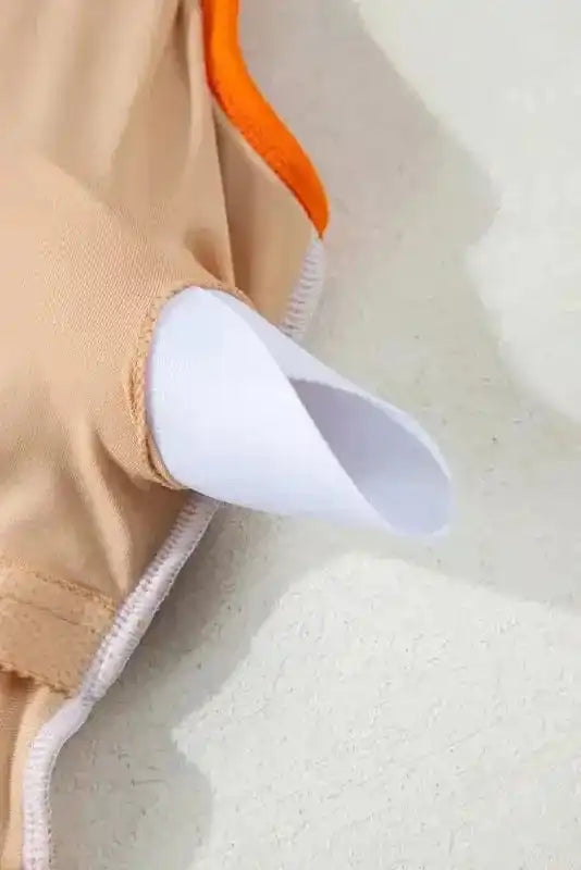 One Piece Swimsuit Orange Floral Teddy Swimsuit