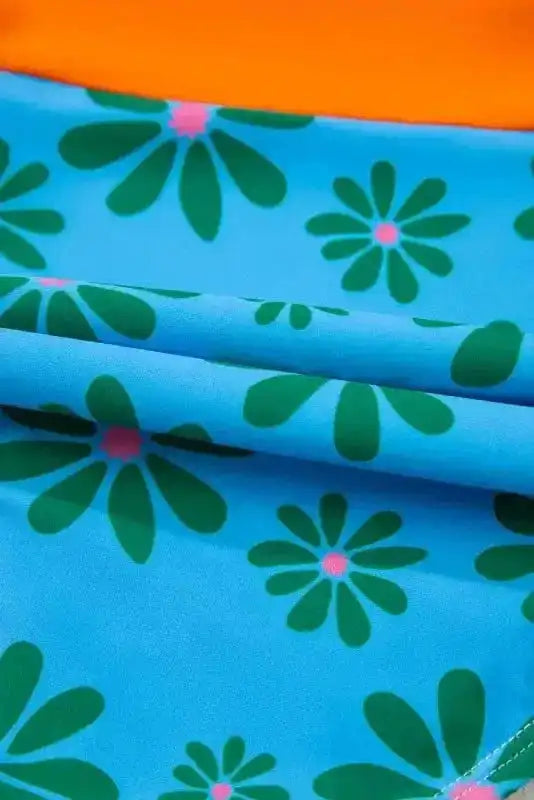 One Piece Swimsuit Orange Floral Teddy Swimsuit