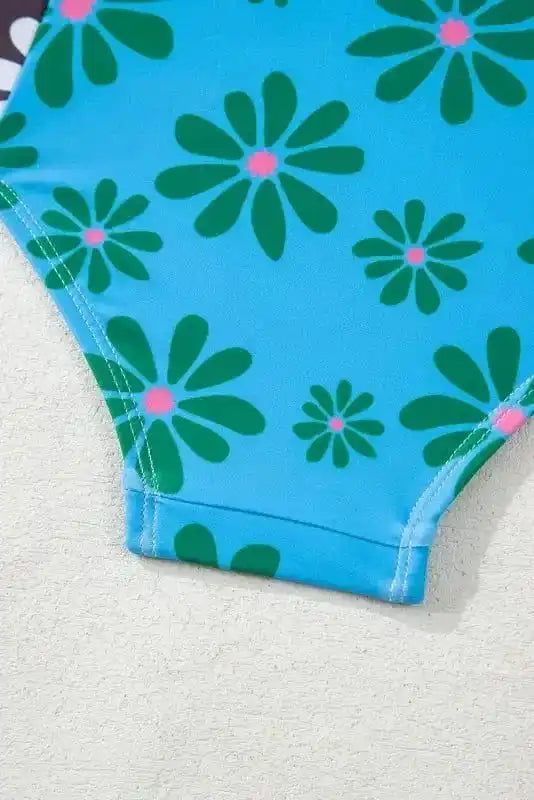 One Piece Swimsuit Orange Floral Teddy Swimsuit