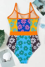 One Piece Swimsuit Orange Floral Teddy Swimsuit