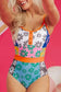 One Piece Swimsuit Orange Floral Teddy Swimsuit
