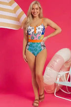 One Piece Swimsuit Orange Floral Teddy Swimsuit