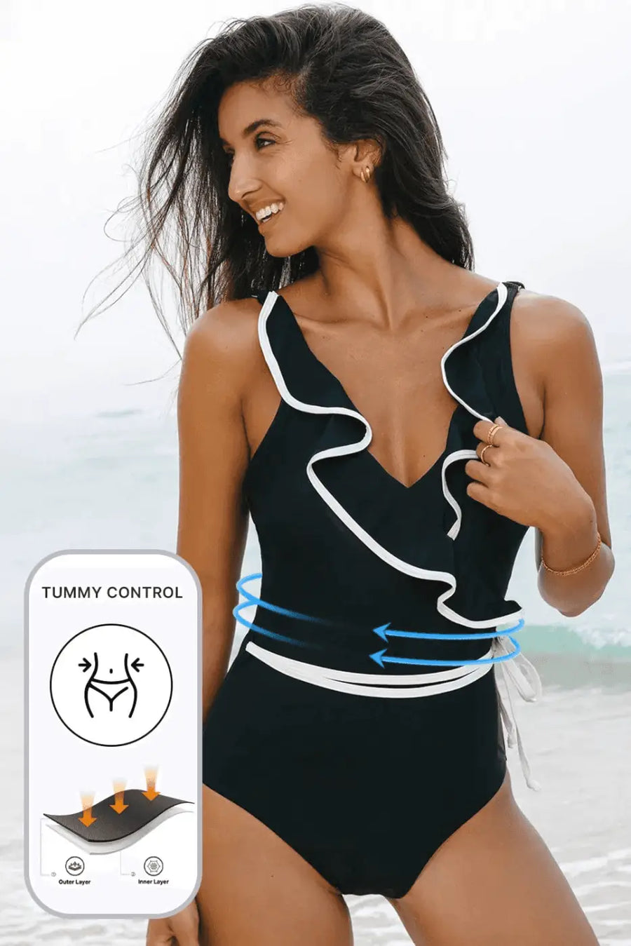 One Piece Swimsuit Ruffled One Piece Swimsuit