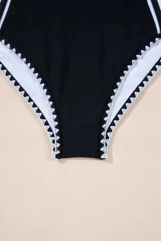 One Piece Swimsuit Stylish Monochrome Swimsuit