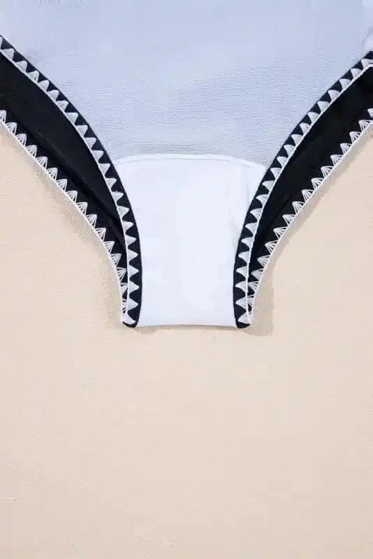 One Piece Swimsuit Stylish Monochrome Swimsuit