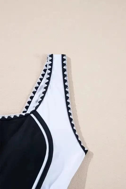 One Piece Swimsuit Stylish Monochrome Swimsuit