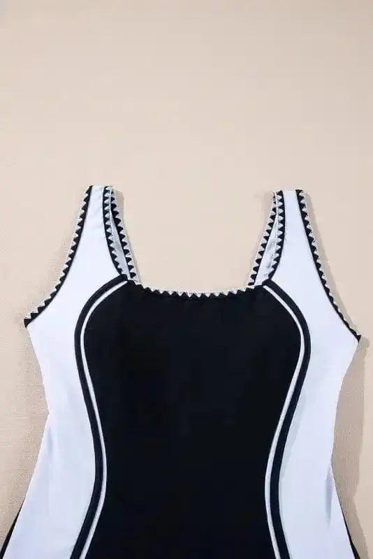 One Piece Swimsuit Stylish Monochrome Swimsuit