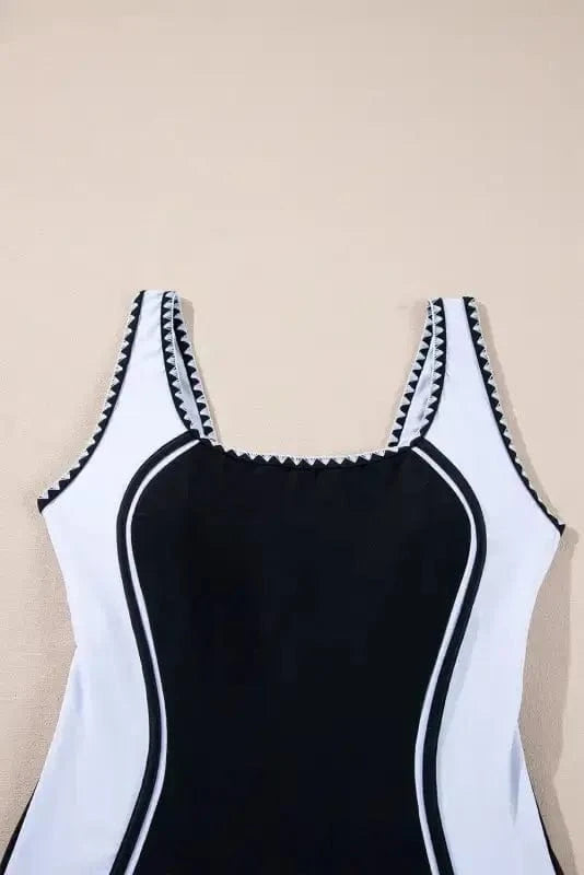 One Piece Swimsuit Stylish Monochrome Swimsuit