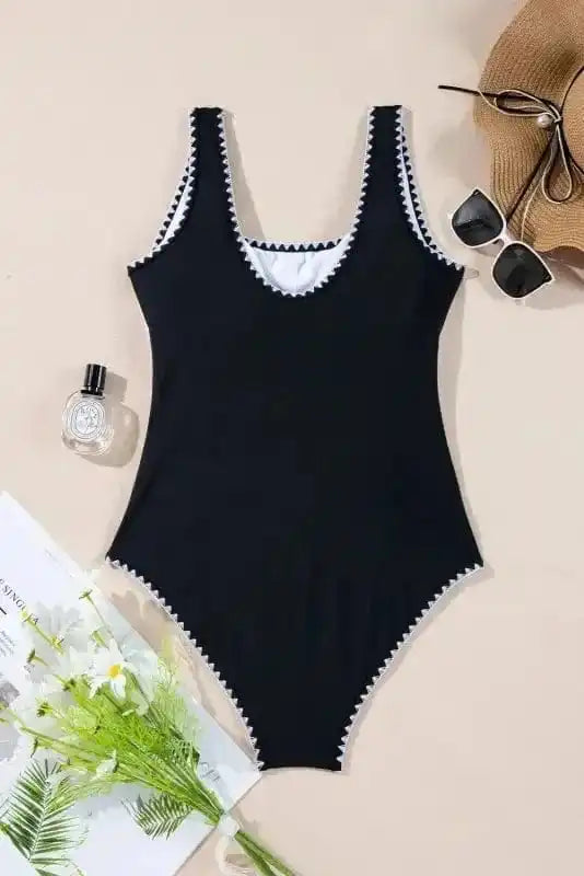 One Piece Swimsuit Stylish Monochrome Swimsuit