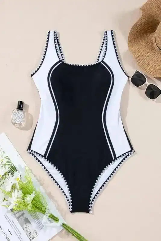 One Piece Swimsuit Stylish Monochrome Swimsuit