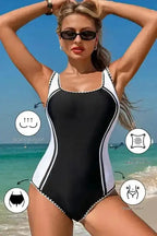 One Piece Swimsuit Stylish Monochrome Swimsuit