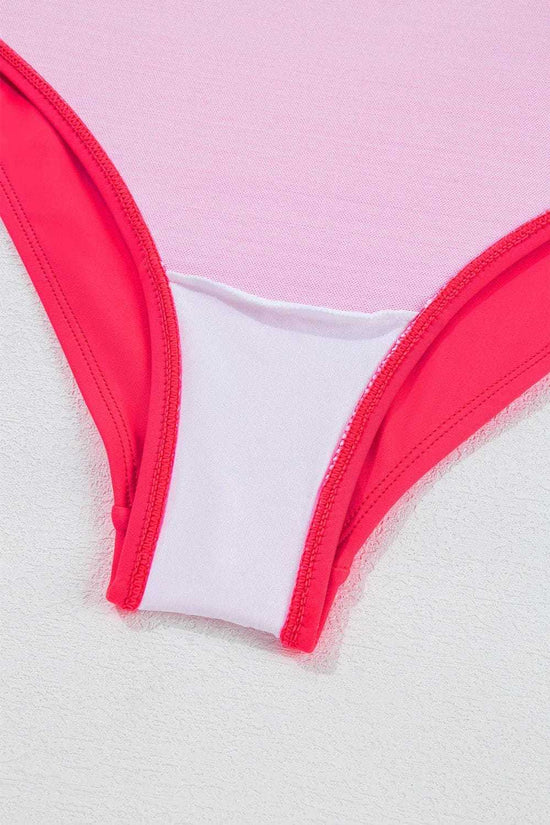 One Piece Swimsuit Vitality Backless One-Piece Swimsuit -  Orange Color Block Ruffled