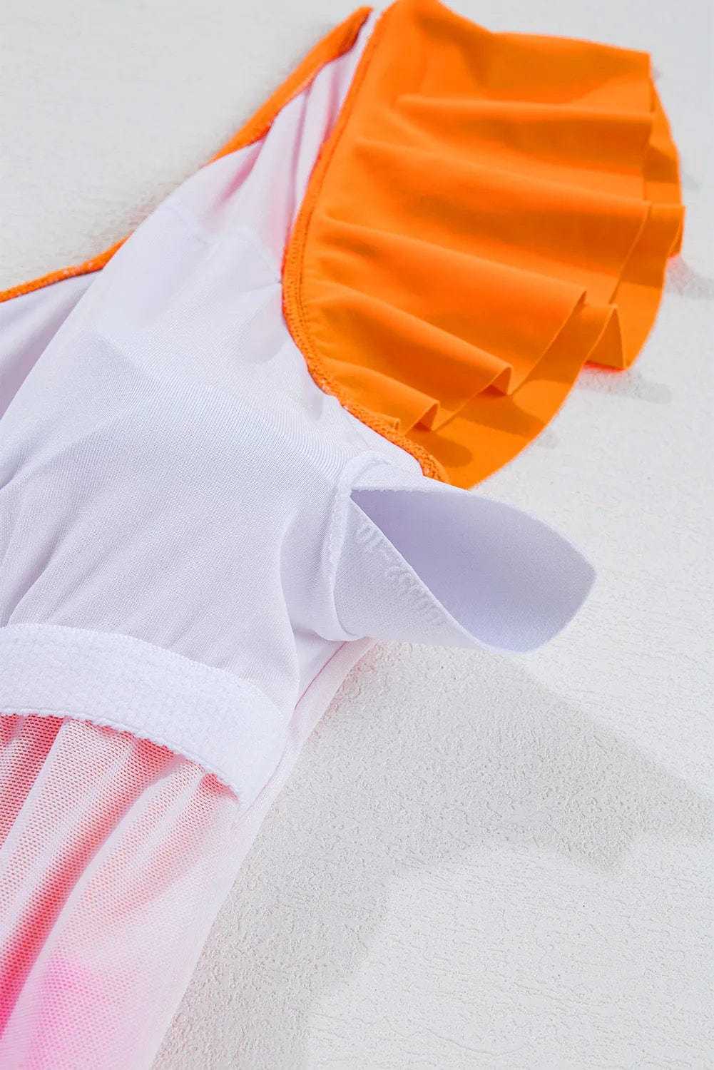 One Piece Swimsuit Vitality Backless One-Piece Swimsuit -  Orange Color Block Ruffled