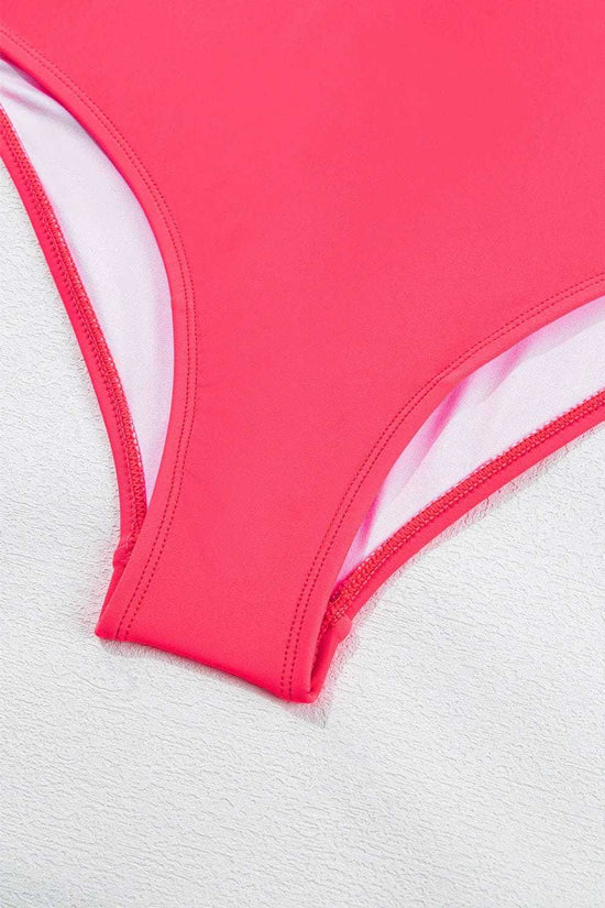 One Piece Swimsuit Vitality Backless One-Piece Swimsuit -  Orange Color Block Ruffled