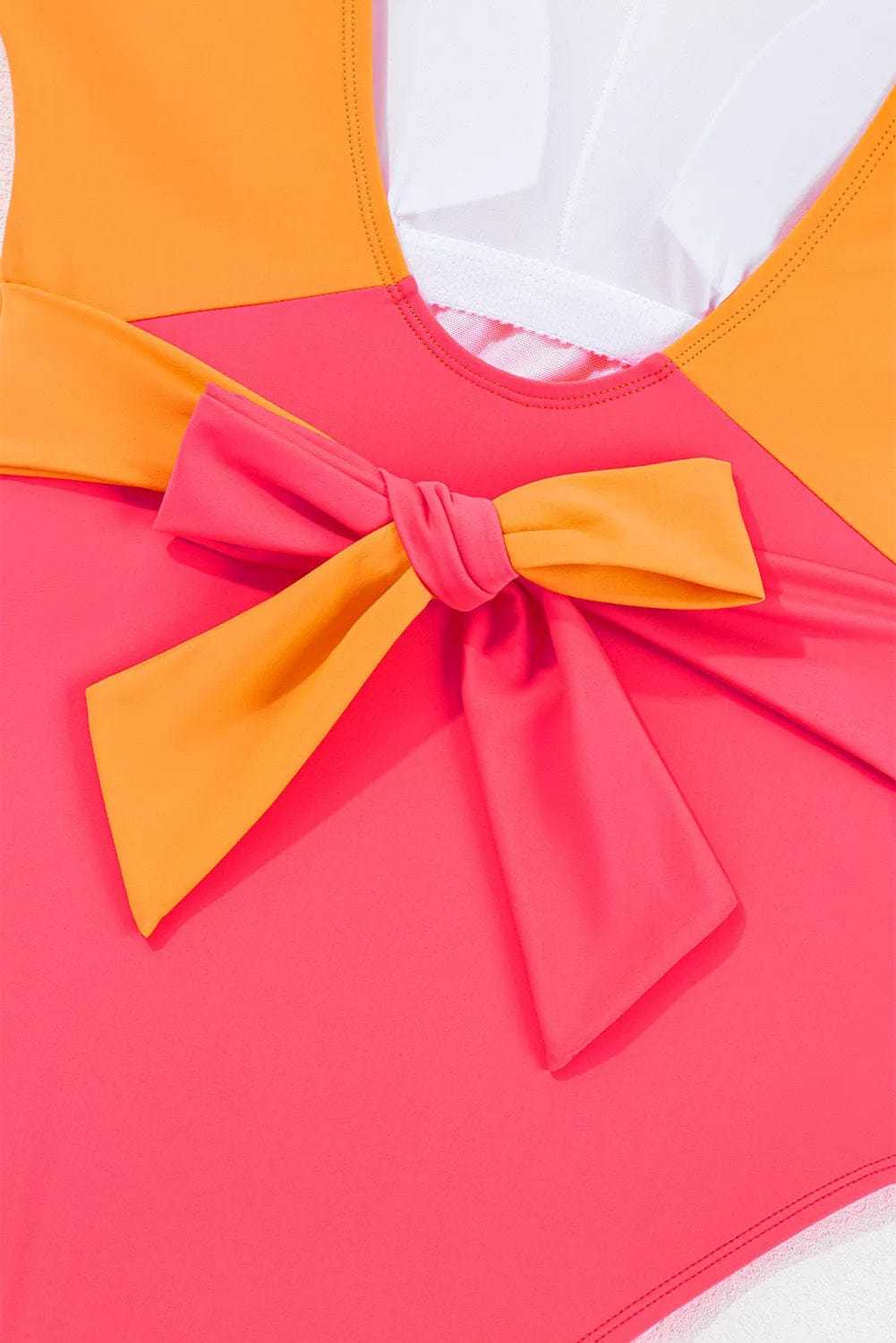 One Piece Swimsuit Vitality Backless One-Piece Swimsuit -  Orange Color Block Ruffled