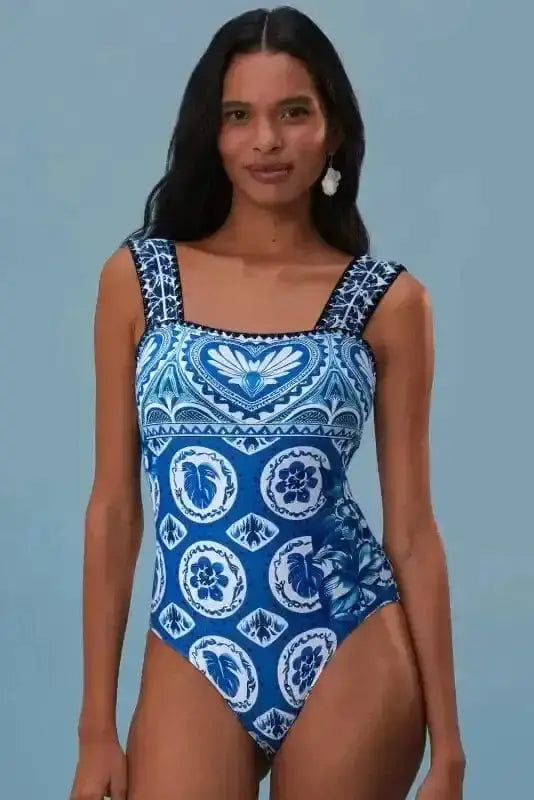 One Piece Swimsuit Wide Straps One Piece Swimsuit
