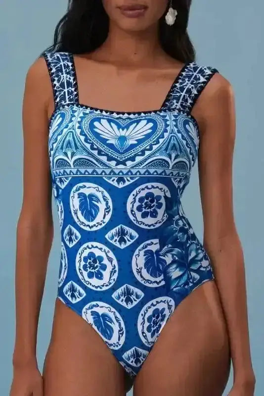 One Piece Swimsuit Wide Straps One Piece Swimsuit