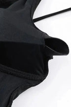 One-Piece Swimsuits Black Ribbed One Piece Swimsuit – Flattering V-Neck Design