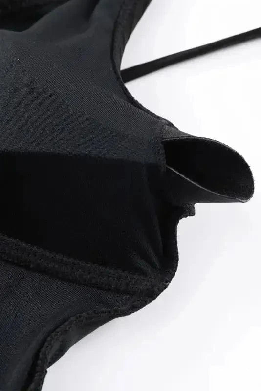 One-Piece Swimsuits Black Ribbed One Piece Swimsuit – Flattering V-Neck Design