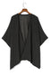 Outerwear Black / ONE SIZE / 65%Polyester+30%Viscose+5%Elastane Ribbed Knit Lace Trim Summer Kimono