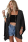 Outerwear Black / ONE SIZE / 65%Polyester+30%Viscose+5%Elastane Ribbed Knit Lace Trim Summer Kimono