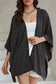 Outerwear Black / ONE SIZE / 65%Polyester+30%Viscose+5%Elastane Ribbed Knit Lace Trim Summer Kimono