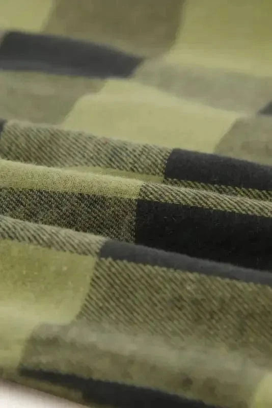 Outerwear Blue Turn-down Collar Plaid Shirt Jacket