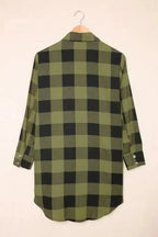 Outerwear Blue Turn-down Collar Plaid Shirt Jacket