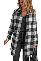 Outerwear Blue Turn-down Collar Plaid Shirt Jacket
