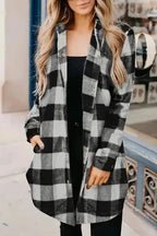 Outerwear Blue Turn-down Collar Plaid Shirt Jacket