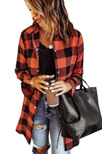 Outerwear Blue Turn-down Collar Plaid Shirt Jacket