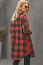 Outerwear Blue Turn-down Collar Plaid Shirt Jacket