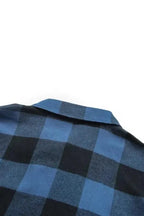 Outerwear Blue Turn-down Collar Plaid Shirt Jacket
