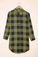 Outerwear Green / S / 95%Polyester+5%Elastane Blue Turn-down Collar Plaid Shirt Jacket