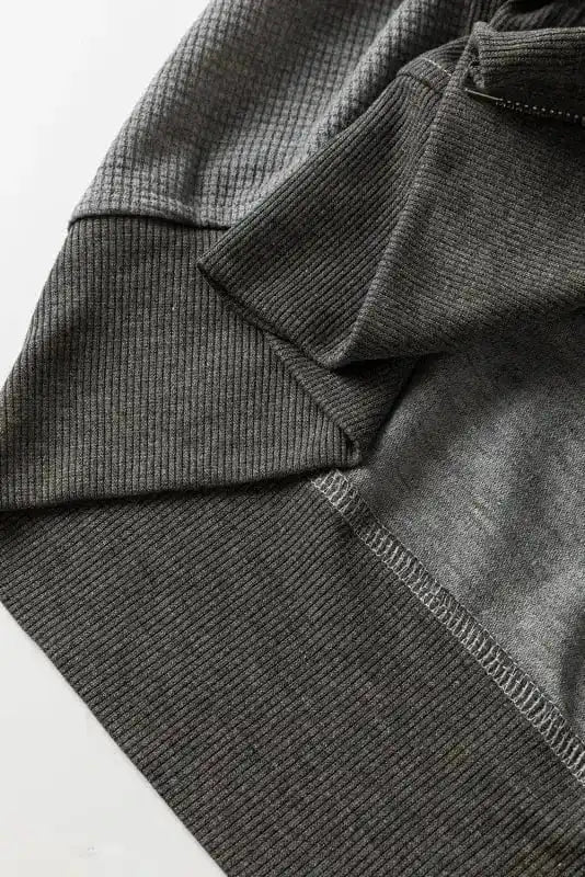 Outerwear Khaki Thermal Waffle Knit Full Zipper Hooded Jacket