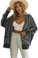 Outerwear Khaki Thermal Waffle Knit Full Zipper Hooded Jacket