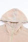 Outerwear Khaki Thermal Waffle Knit Full Zipper Hooded Jacket